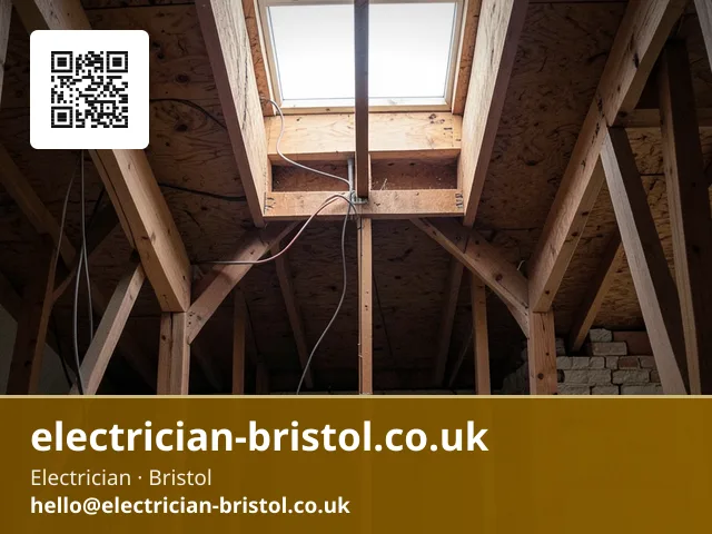 Loft conversion's new lighting circuit being first-fixed between freshly installed roof trusses