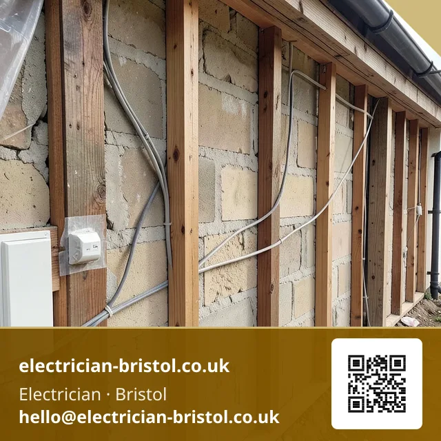 First-fix cabling looped at stud walls in a new extension