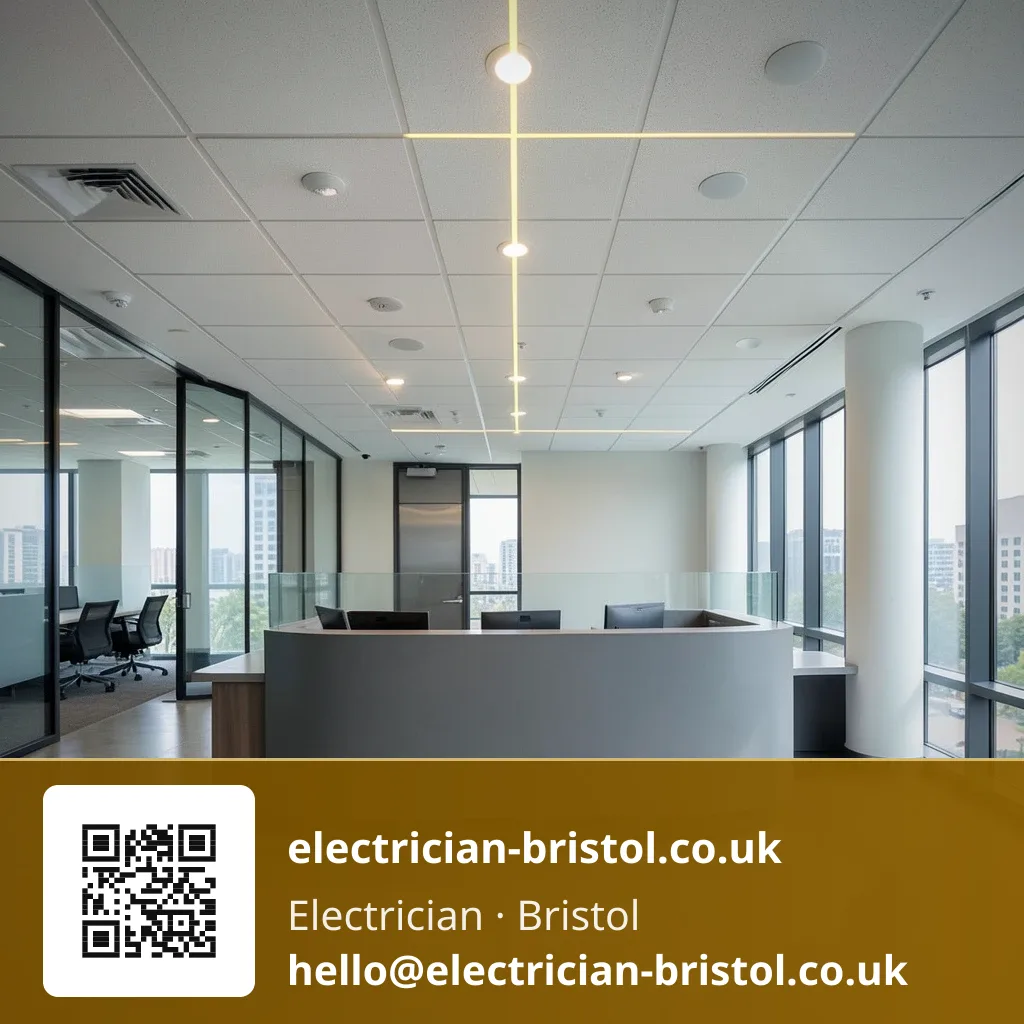 Reception area downlights being fitted into a suspended ceiling