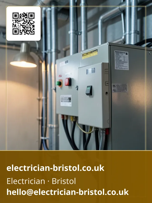 Automatic transfer switch being wired to a standby generator connection at the rear of a plant room