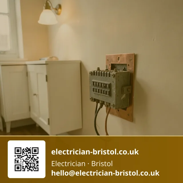 Old fuse box being unscrewed from its backing board