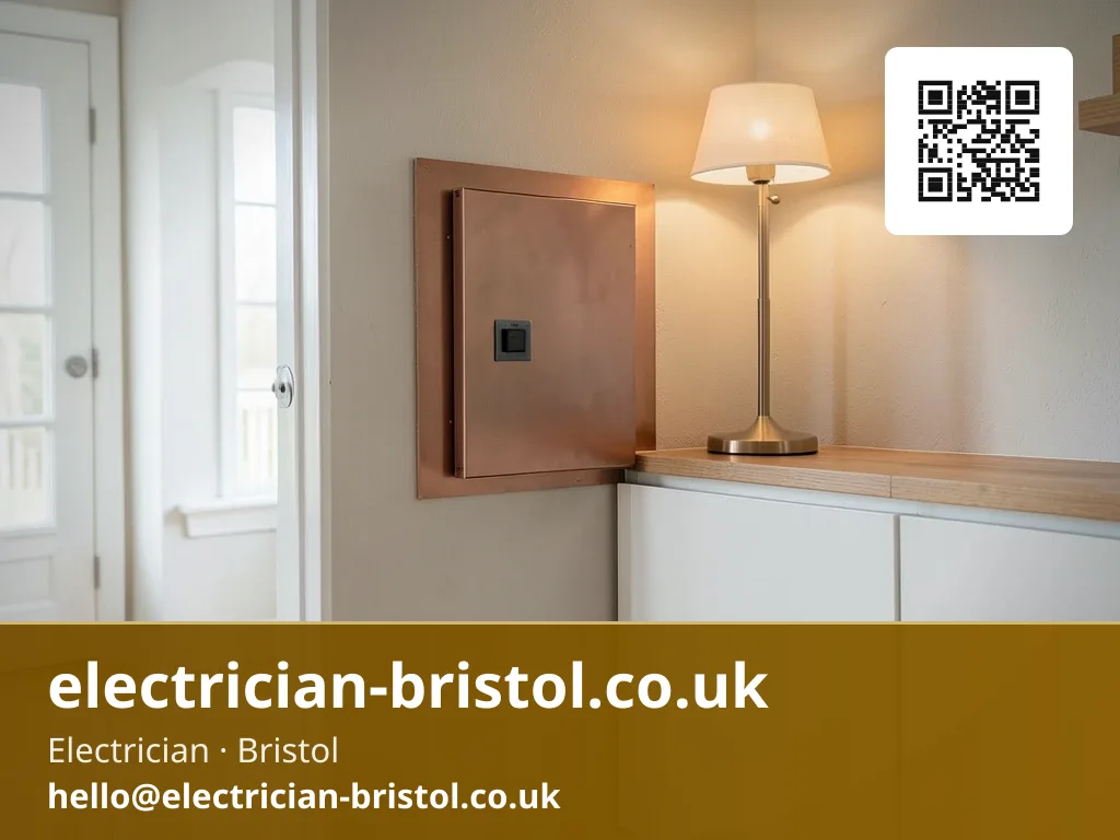 New metal-clad consumer unit mounted flush on its backing board