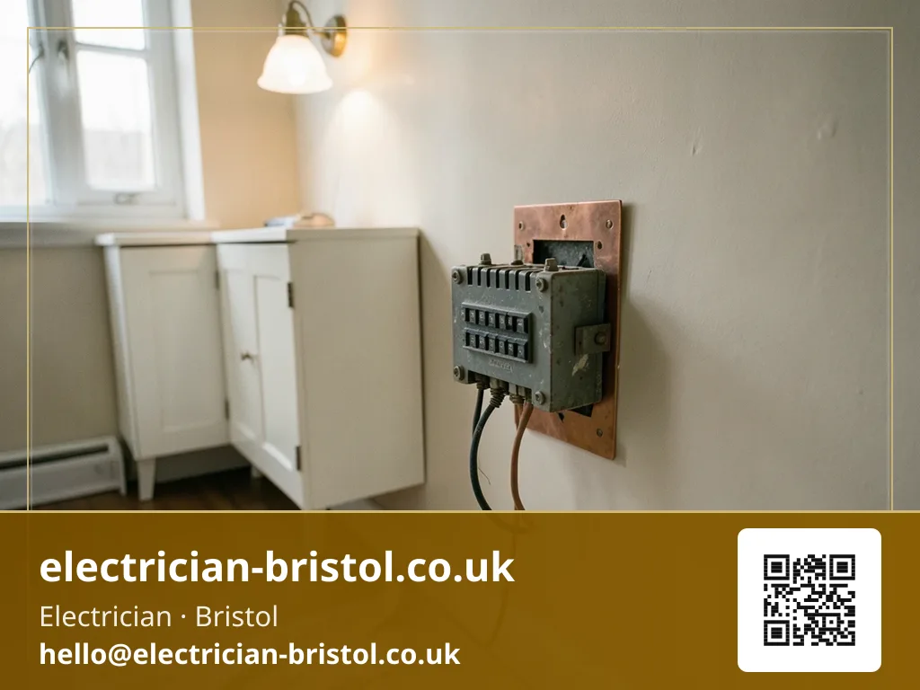 Old fuse box being unscrewed from its backing board