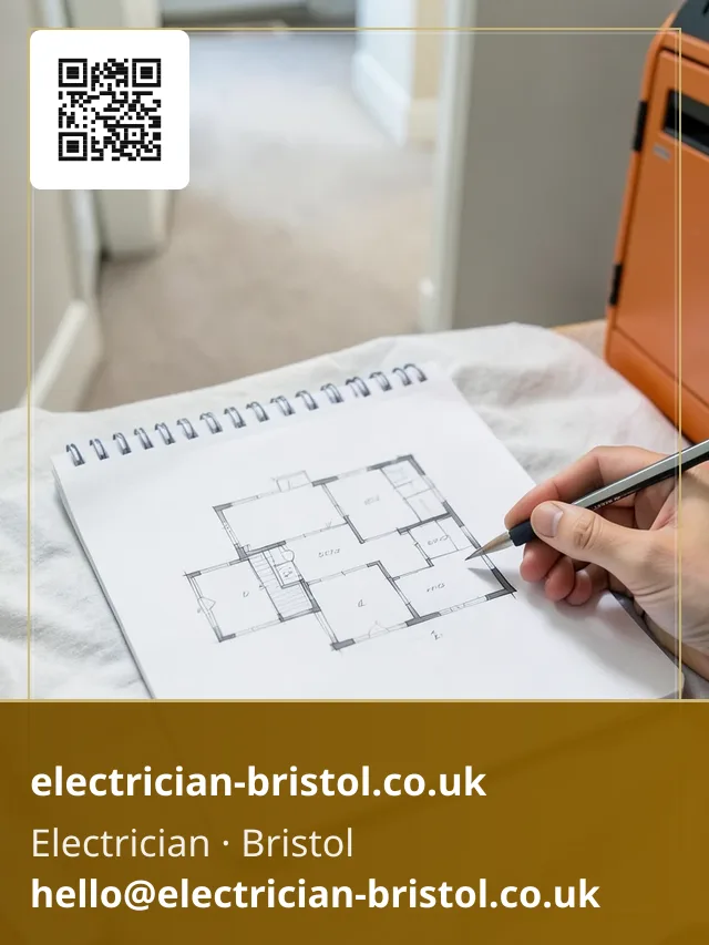 Hand sketch of the property's circuit layout being drawn on a notepad resting on a folded dust sheet
