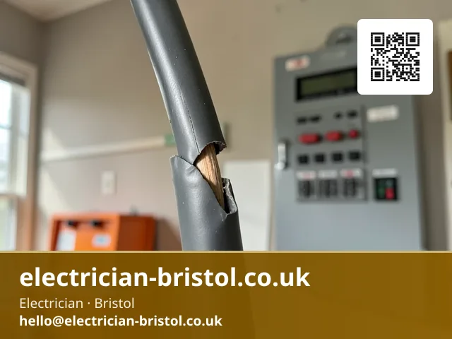 Close view of a section of cable found damaged during the inspection