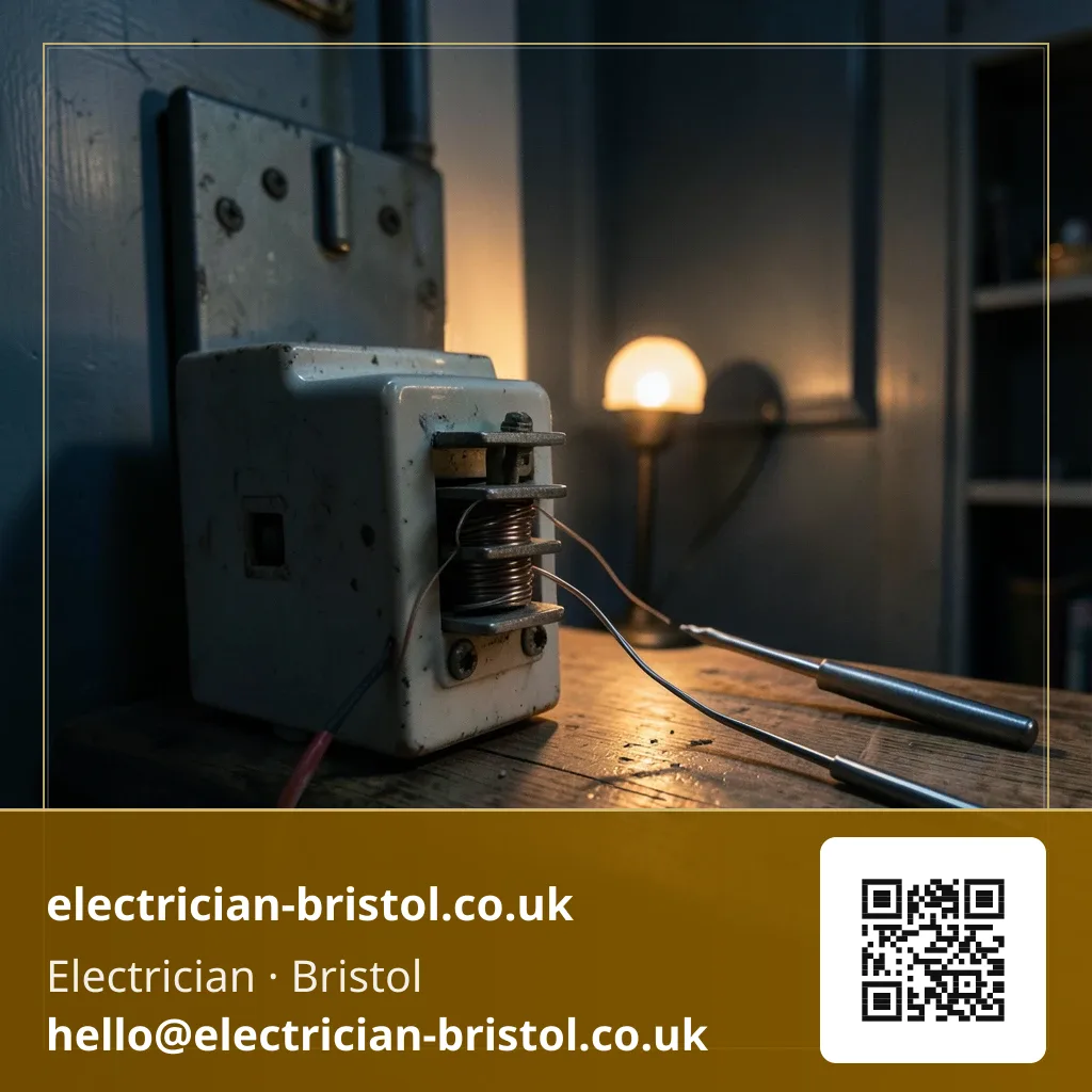 Blown fuse wire being rewound onto a ceramic fuse carrier in an older fuse board