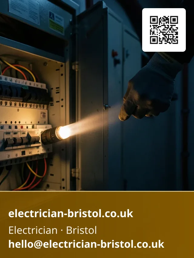 Torch beam finding a tripped breaker inside a commercial switchboard