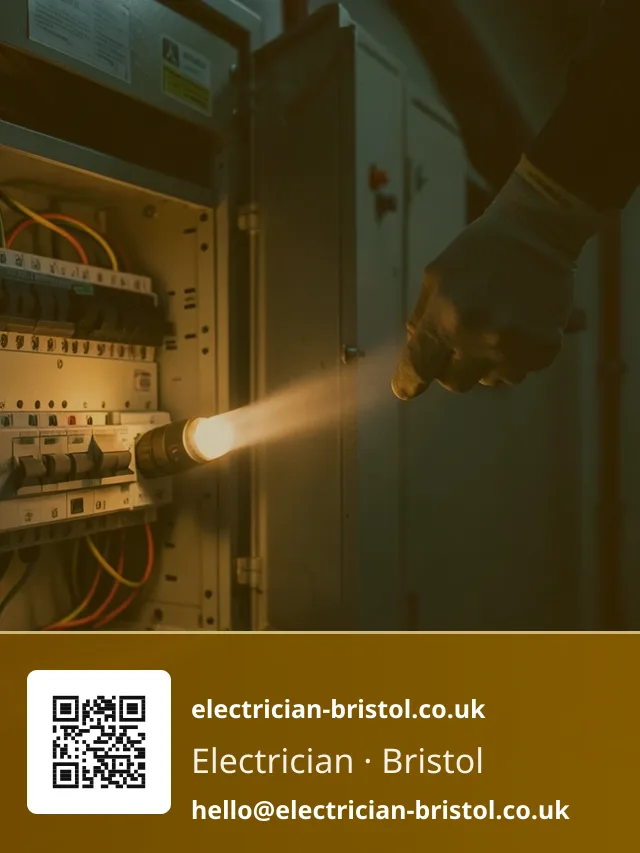 Torch beam finding a tripped breaker inside a commercial switchboard