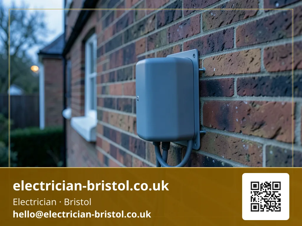 Wall-mounted EV charging unit being fixed to an exterior brick wall