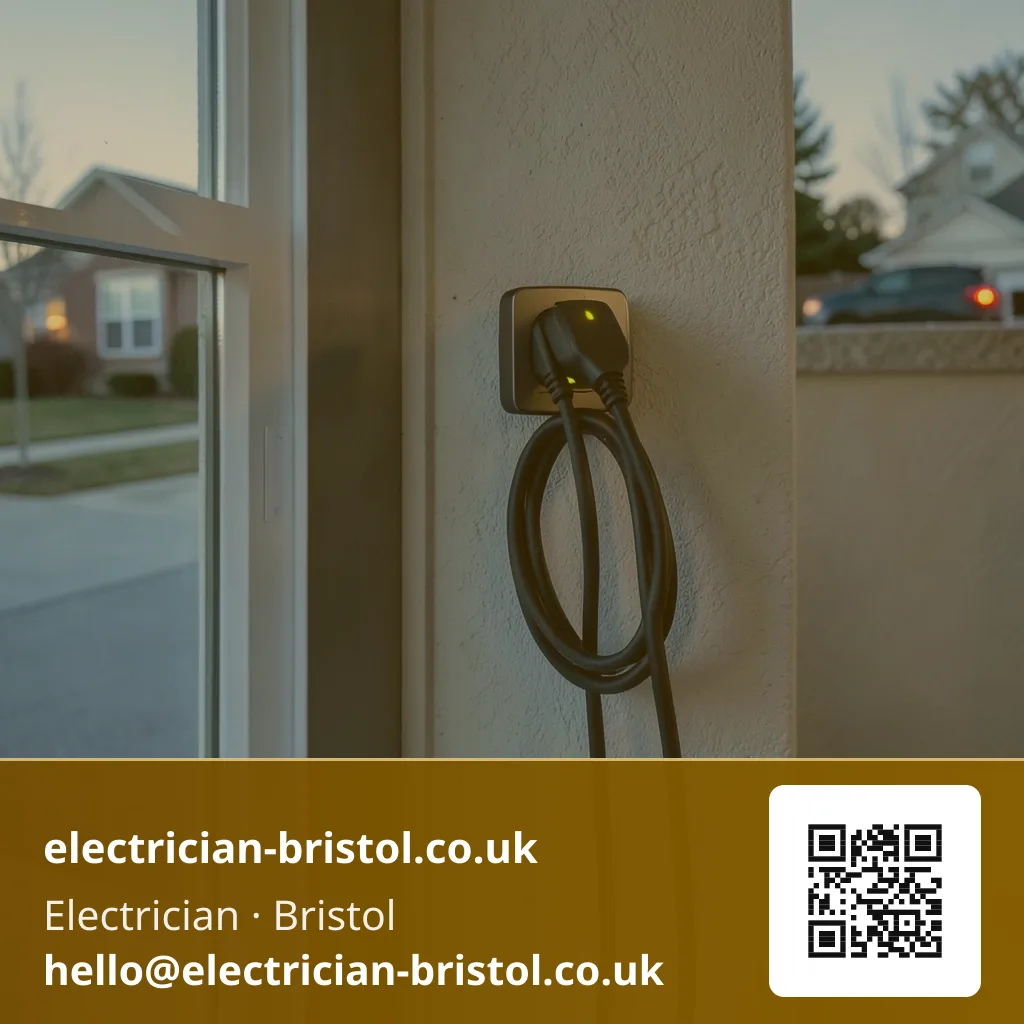 Cable management hook holding a charging cable tidily against a garage wall between uses