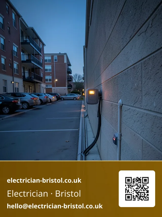 Shared EV charging area's wiring being installed at an apartment block