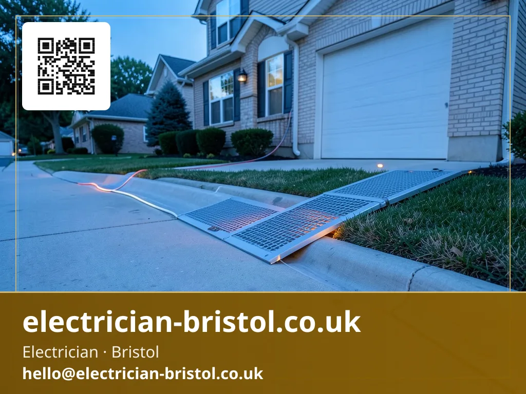 Cable protection ramp laid over a charging cable where it crosses a driveway