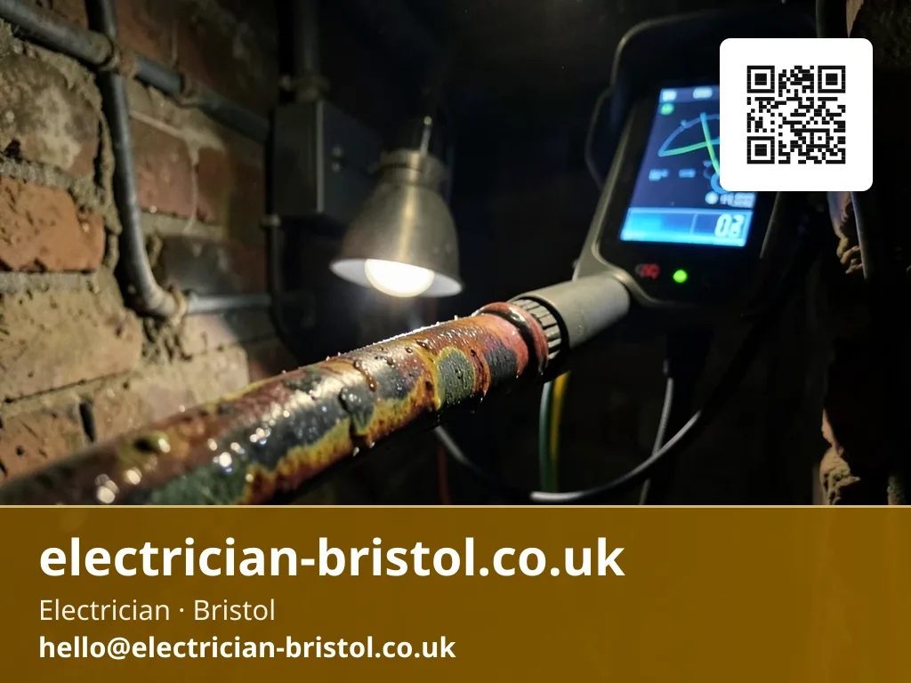 Damp-affected cable being inspected where water ingress caused a repeated trip