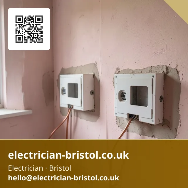 Socket back boxes dressed with looped cable ready for plastering to close neatly around them