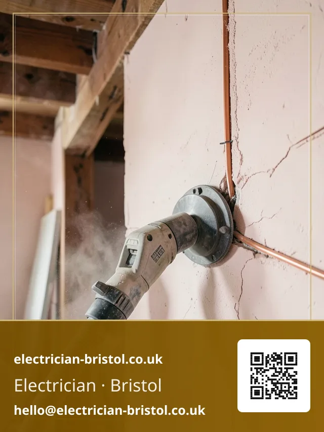 Angle grinder chasing a channel into a plaster wall for a new cable run