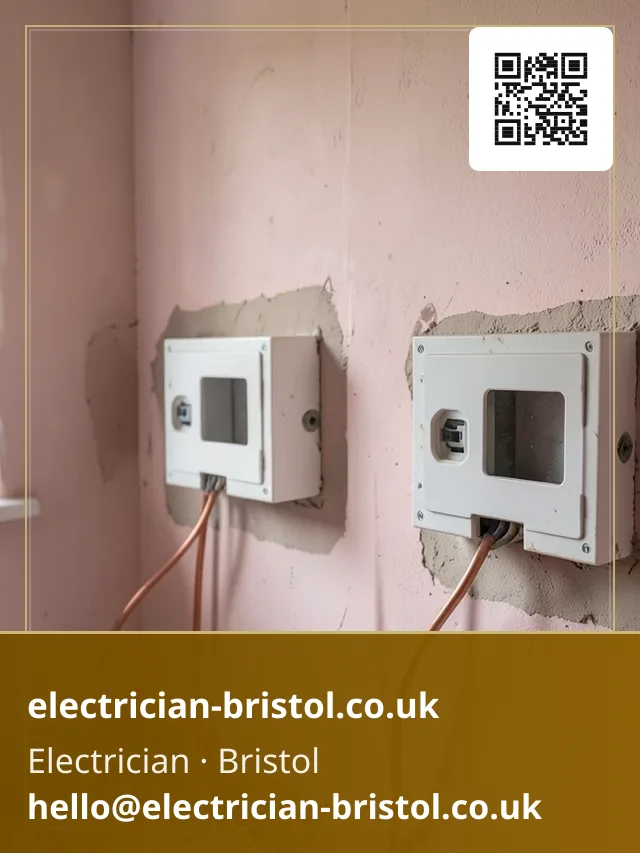 Socket back boxes dressed with looped cable ready for plastering to close neatly around them