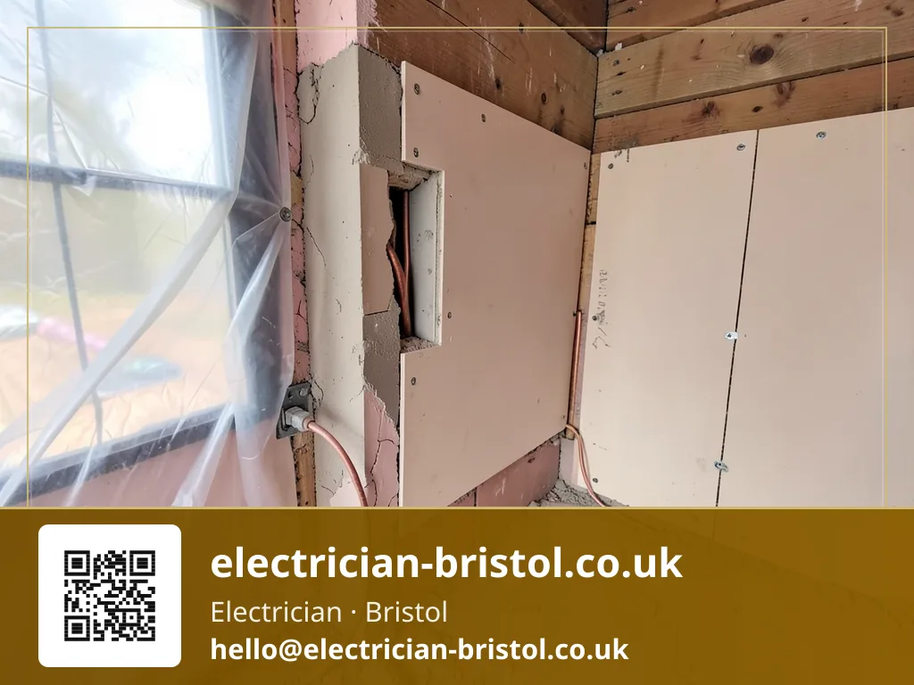 Back box being fitted into a freshly cut plasterboard opening