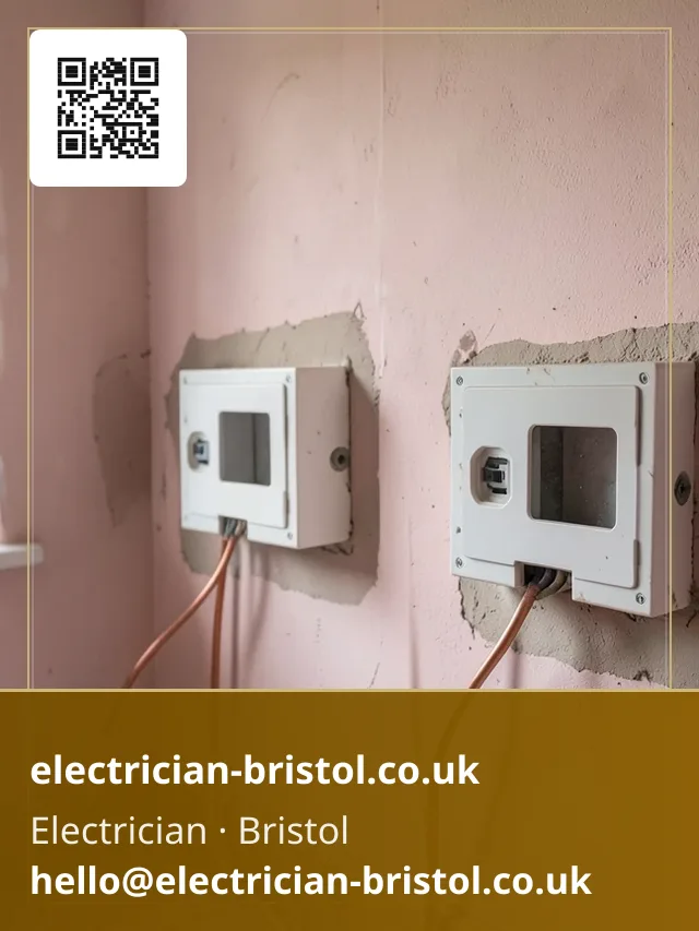 Socket back boxes dressed with looped cable ready for plastering to close neatly around them