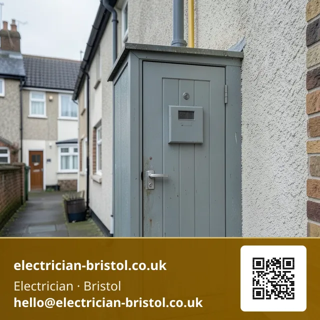 Exterior meter cupboard viewed from a middle distance