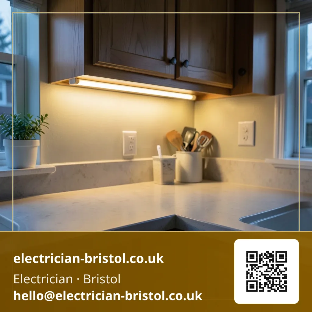 Under-cabinet lighting fitted along a kitchen worktop
