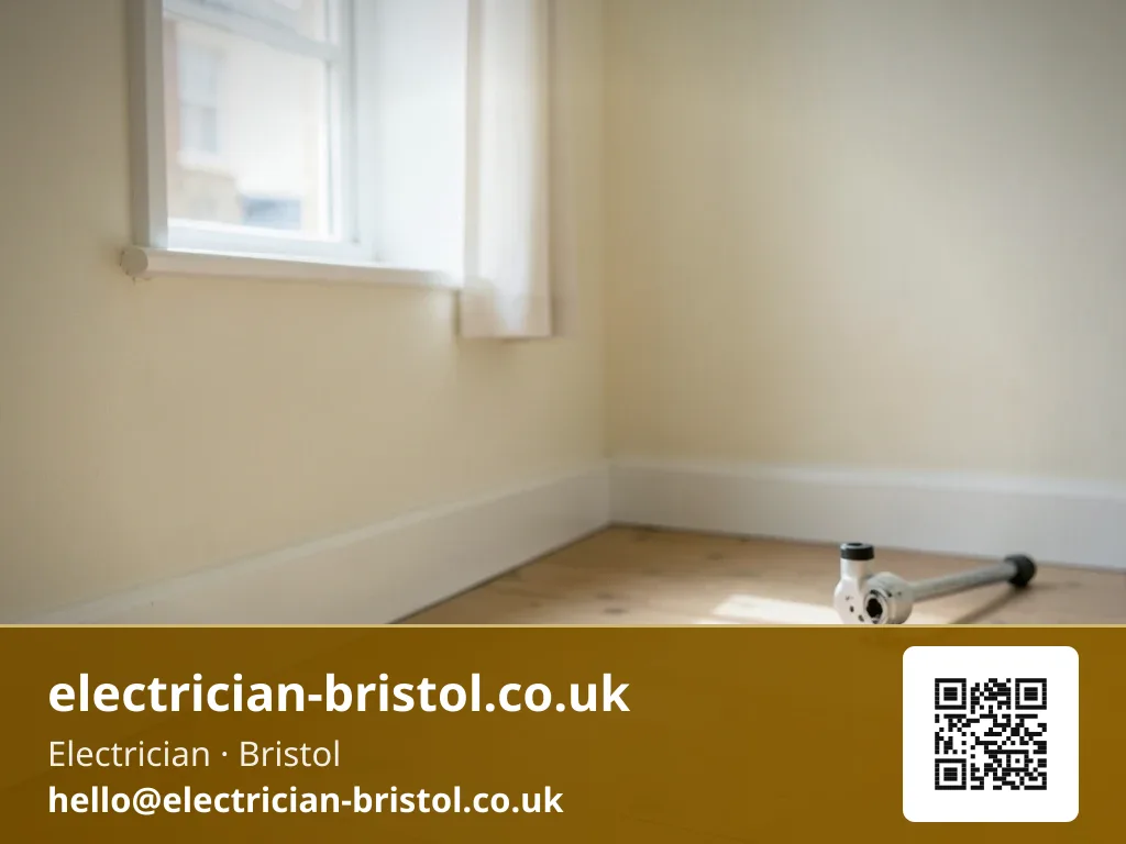 Socket being tested in an empty rental bedroom between tenancies