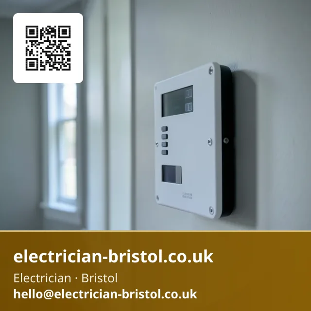 Intruder alarm control panel being mounted on a hallway wall