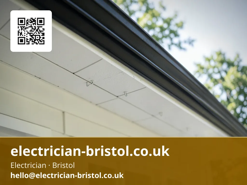 CCTV camera's cable being dressed neatly along a soffit board